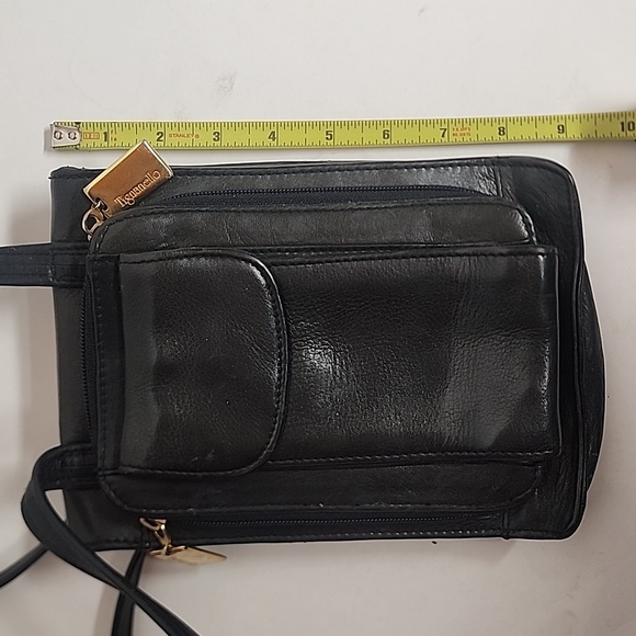 Tignanello Black Leather Quality Unisex Crossbody Messenger SaddleBag Long Strap - Picture 10 of 11
